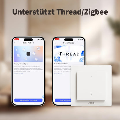 Aqara Lichtschalter H2 EU, smarter Wandschalter, 2 Tasten 1 Kanal