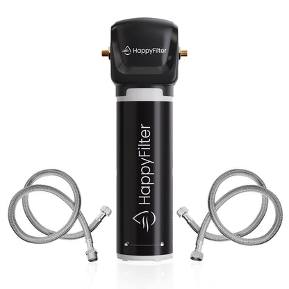 HappyFilter Kalk Wasserfilter 2 Untertischfilter – Quick Change. Zwei kompakte Filterkartuschen. Enthärtet Leitungswasser unter der Spüle.