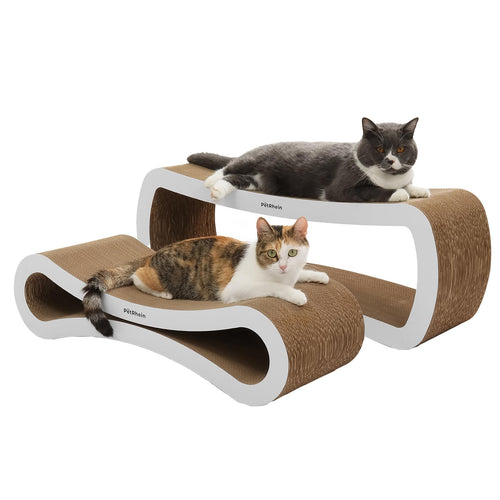 PetRhein XXL Kratzbrett für Katzen zum Spielen – Weiss. Großes, weißes Wellpappe-Brett zum Krallenwetzen und Spielen.