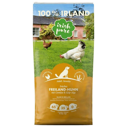 Irish Pure Hundetrockenfutter Adult - Freiland-Huhn 12kg: Braune, unregelmäßige Kroketten als Alleinfuttermittel für adulte Hunde.