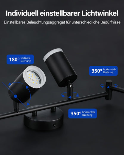 Leselux LED Deckenstrahler 6-flammig, schwarz, GU10, schwenkbar