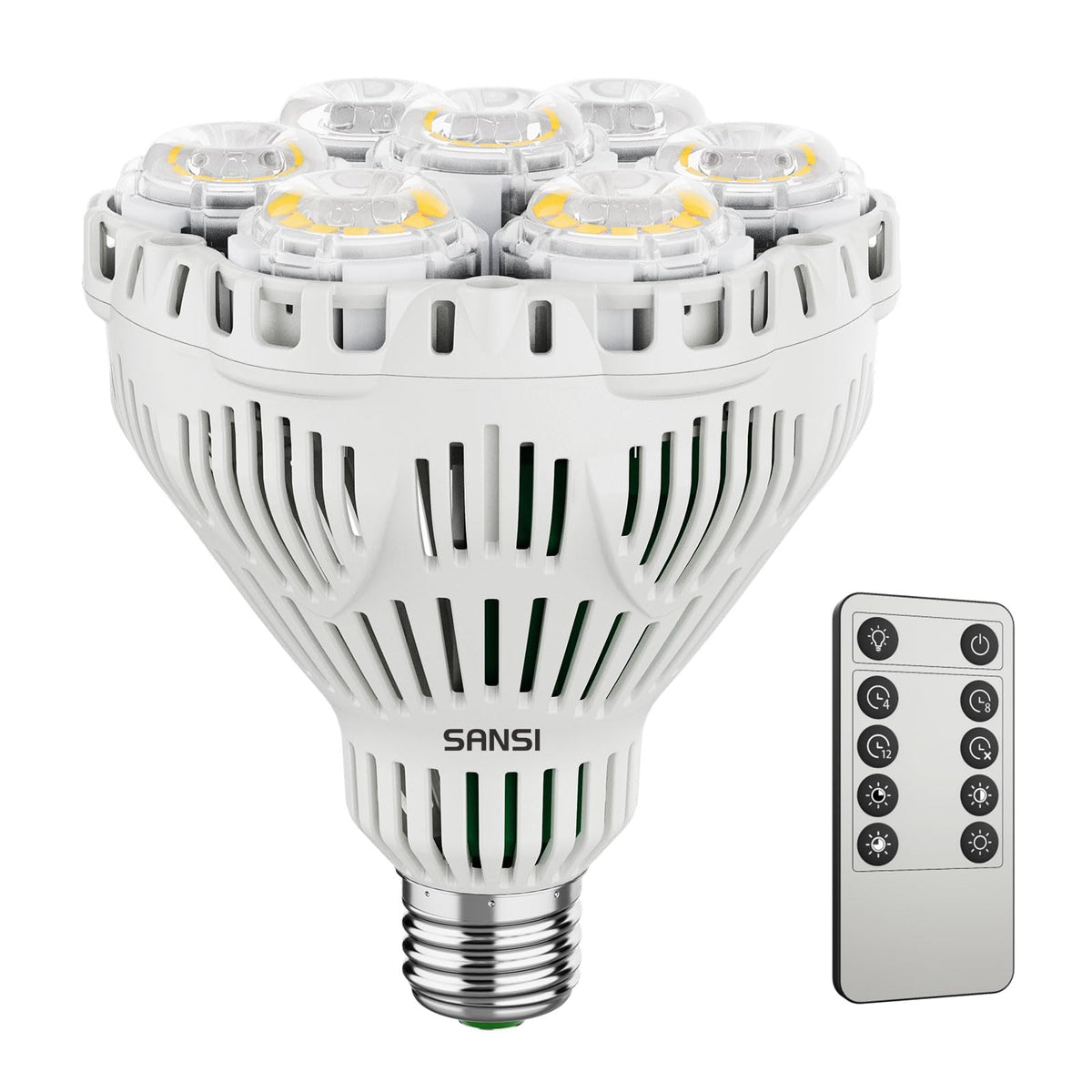 SANSI LED Pflanzenlampe 40W E27 Vollspektrum, dimmbar, Timer – E27-Leuchtmittel für Zimmerpflanzen