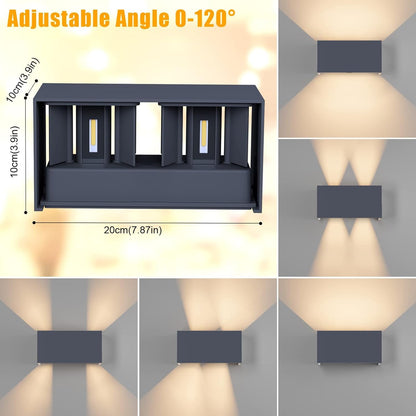 Klighten 24W LED Wandleuchte Innen/Aussen – Einstellbar, Anthrazit