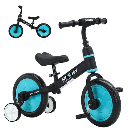 UBRAVOO Fit 'n Joy 4-in-1 Laufrad mit Pedalen und Stützrädern, Blau, 28-cm-EVA-Reifen