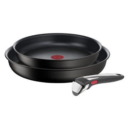 Tefal Ingenio Unlimited On Pfannenset 3-teilig, 22/26 cm, Induktion. Rundes, schwarzes Kochgeschirr zum Braten auf Induktionsherden.