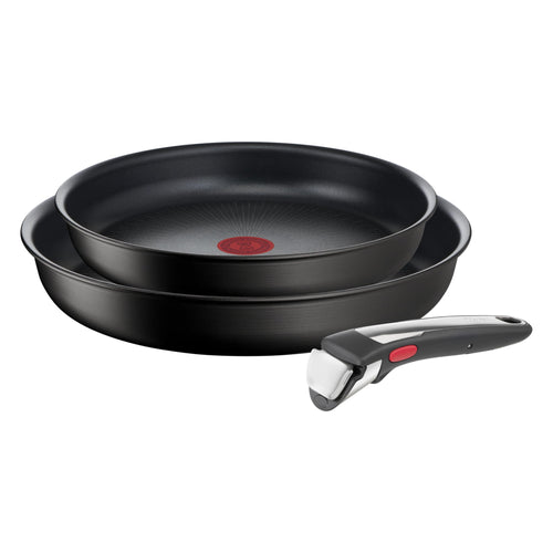 Tefal Ingenio Unlimited On Pfannenset 3-teilig, 22/26 cm, Induktion. Rundes, schwarzes Kochgeschirr zum Braten auf Induktionsherden.