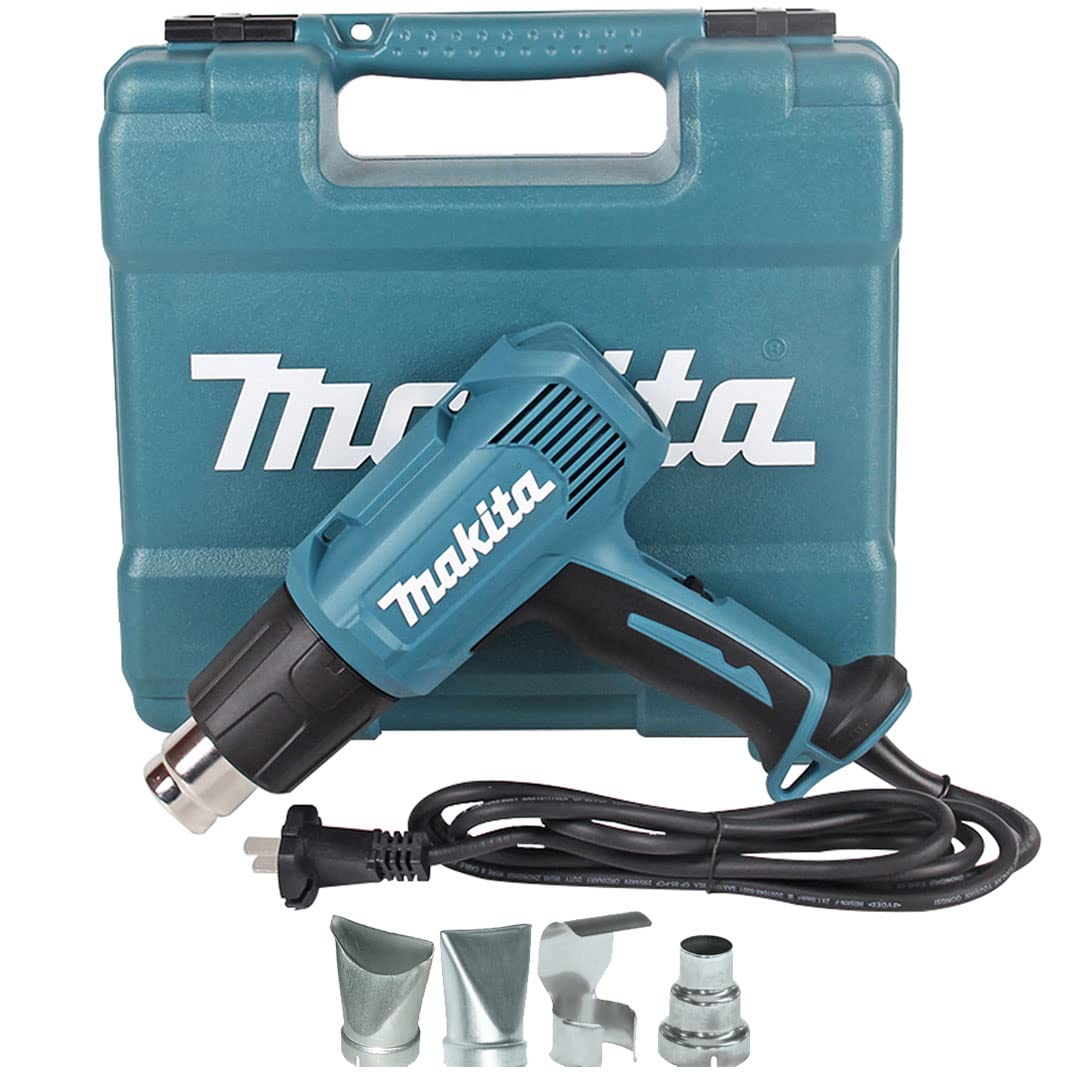 Makita HG5030K Heissluftgebläse Kit 1.600W, Medium: Blau-schwarz, pistolenförmig. Zur Lackentfernung und präzisen Erhitzung.
