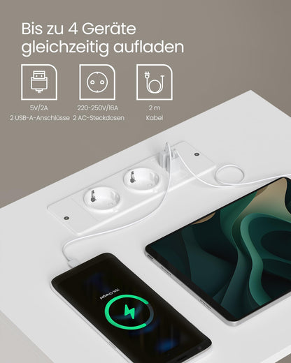 VASAGLE Nachttisch 2er Set – Schublade Werkzeuglos Mattweiss