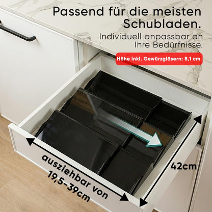Deco haus Gewürzregal Schublade mit 24 Gewürzgläsern, verstellbar