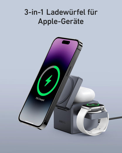 Anker 3-in-1 Cube MagSafe Induktive Ladestation – 30W PD inkl.