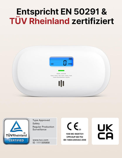 X-Sense Kohlenmonoxid-Melder XC0C-SR, 10-Jahres-Sensor, 2 Stück