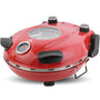 KLAIF Elektro Pizzaofen für Arbeitsplatte mit 31 cm Keramikstein - Rot. Roter Kompaktofen mit 31 cm Keramikstein zum Pizza backen.