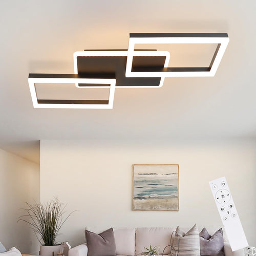 ZMH LED Deckenleuchte - 48W Dimmbar Schwarz mit Fernbedienung. Flache, schwarze LED-Deckenleuchte zur effizienten, dimmbaren Raumbeleuchtung.