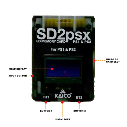 Kaico PSxMemCard Gen 2 Speicherkarte für PS1 & PS2 mit 8 GB microSD