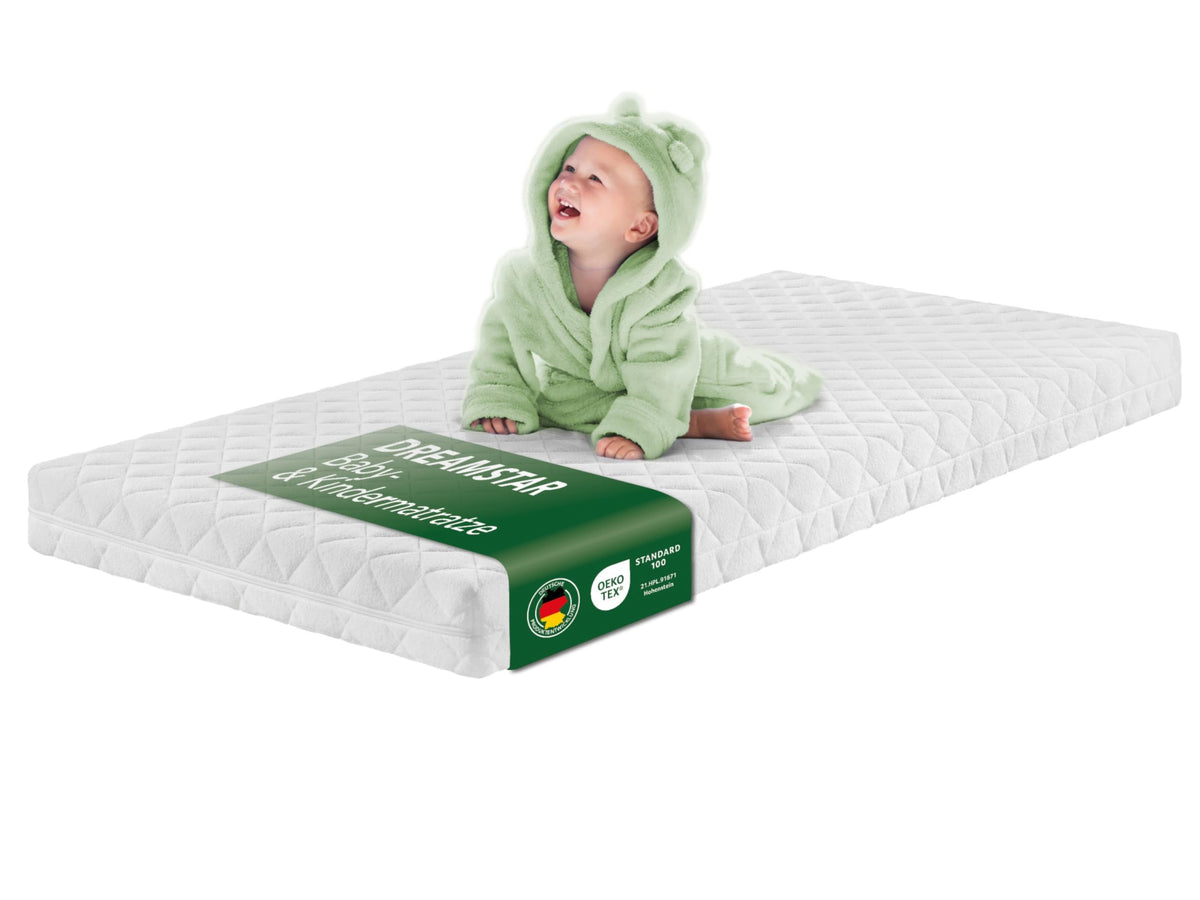 DREAMSTAR Ergo Kids Junior Baby- und Kindermatratze 70 x 140 cm mit abnehmbarem Bezug