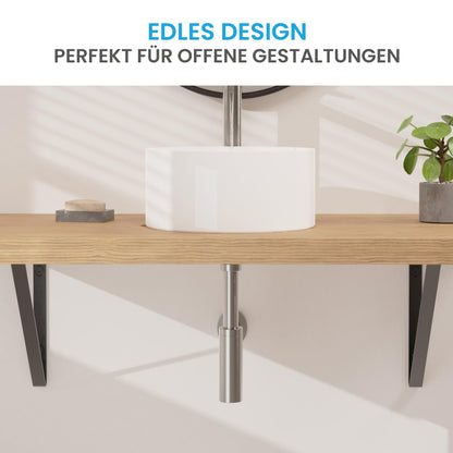 Bächlein Design Siphon Universal für Waschbecken, Edelstahl gebürstet
