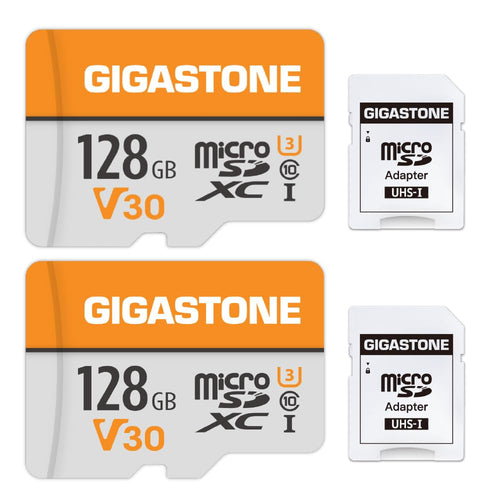 Gigastone microSDXC Speicherkarte 128 GB 2er-Pack inkl. SD-Adapter für 4K-UHD-Videoaufnahmen