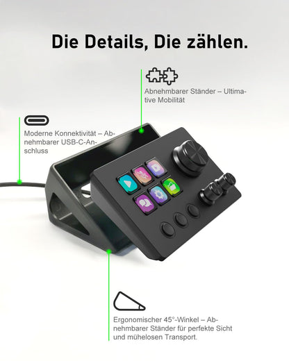 Basicolor N3 Stream Controller Deck mit 6 LCD-Makrotasten
