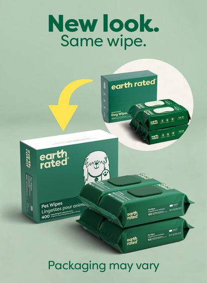 Earth Rated Feuchttücher für Hunde, unparfümiert, 400 Stück