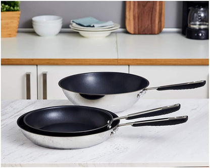 Amazon Basics Brat- & Wokpfannen Set Antihaft Induktion - 3-tlg