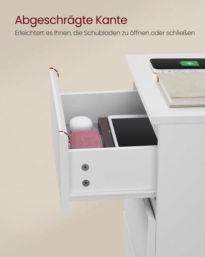 VASAGLE Kailyn Nachttisch Steckdosenleiste – 2er Set wolkenweiss