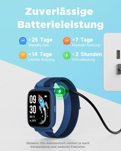 BIGGERFIVE BRAVE 2 Kinder-Smartwatch, 1,8-Zoll-Touchscreen, IP68