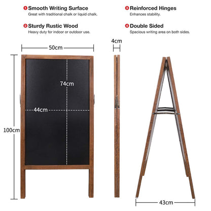 UNHO Kundenstopper Kreidetafel Holz beidseitig 100x50cm - Braun