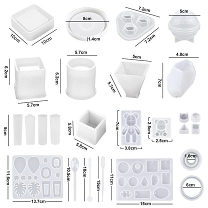 JOTOL Epoxidharz Silikonformen Set 132-teilig für Schmuckherstellung