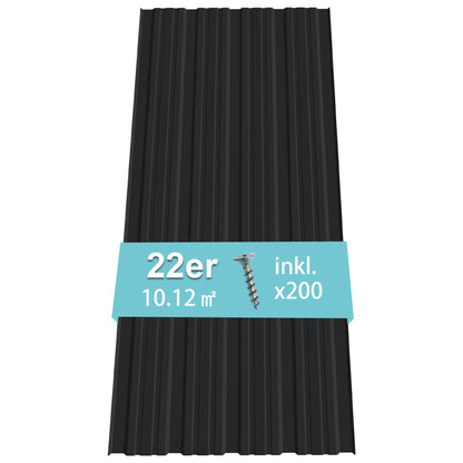 Thanaddo Trapezblech – 22er Set mit Schrauben 10.12m². Profiliertes Stahlblech zur Dacheindeckung und Fassadenverkleidung.
