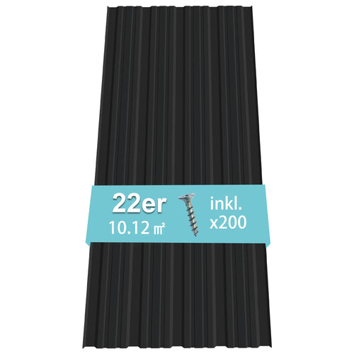Thanaddo Trapezblech – 22er Set mit Schrauben 10.12m². Profiliertes Stahlblech zur Dacheindeckung und Fassadenverkleidung.