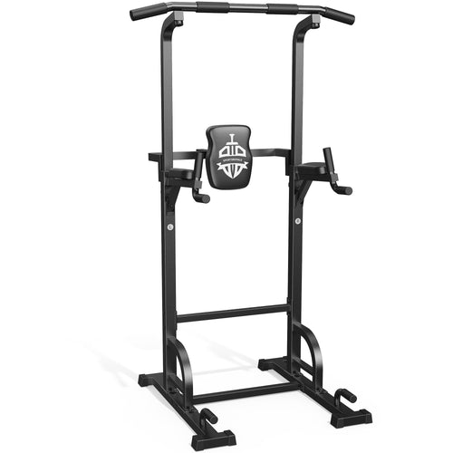 Sportsroyals Power Tower Klimmzug- & Dip-Station – 204 kg: Schwarzer Stahlrahmen mit Klimmzugstange & Dip-Griffen zum Krafttraining.