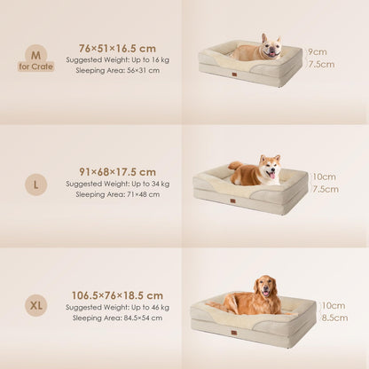 EHEYCIGA Orthopädisches Hundebett Memory Foam - Beige 76x51x16.5cm
