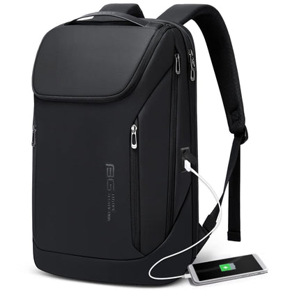 BANGE Business-Rucksack wasserdicht, 15,6-Zoll-Laptopfach, schwarz aus Oxford-Gewebe mit YKK-Reissverschlüssen