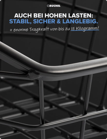Büchel Fahrradkorb Jumbo hinten aus Aluminium, schwarz, 15 kg