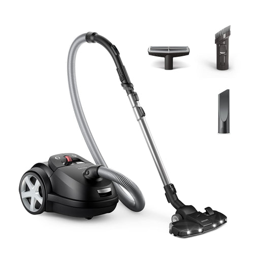 Philips Performer LED Beutelstaubsauger XD8122/10, Deep Black, mit TriActive+ LED-Düse