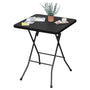 eSituro Klapptisch Gartentisch Balkontisch, Rattanoptik, schwarz, quadratische Tischplatte, klappbar