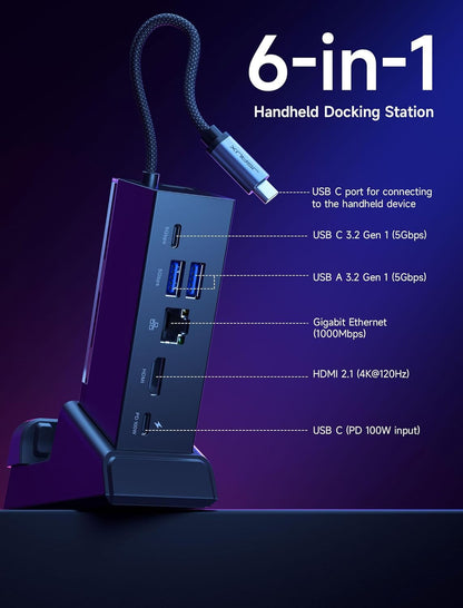 JSAUX 6-in-1 Dockingstation HB0609B mit 100W Ladegerät, 4K@120Hz HDMI