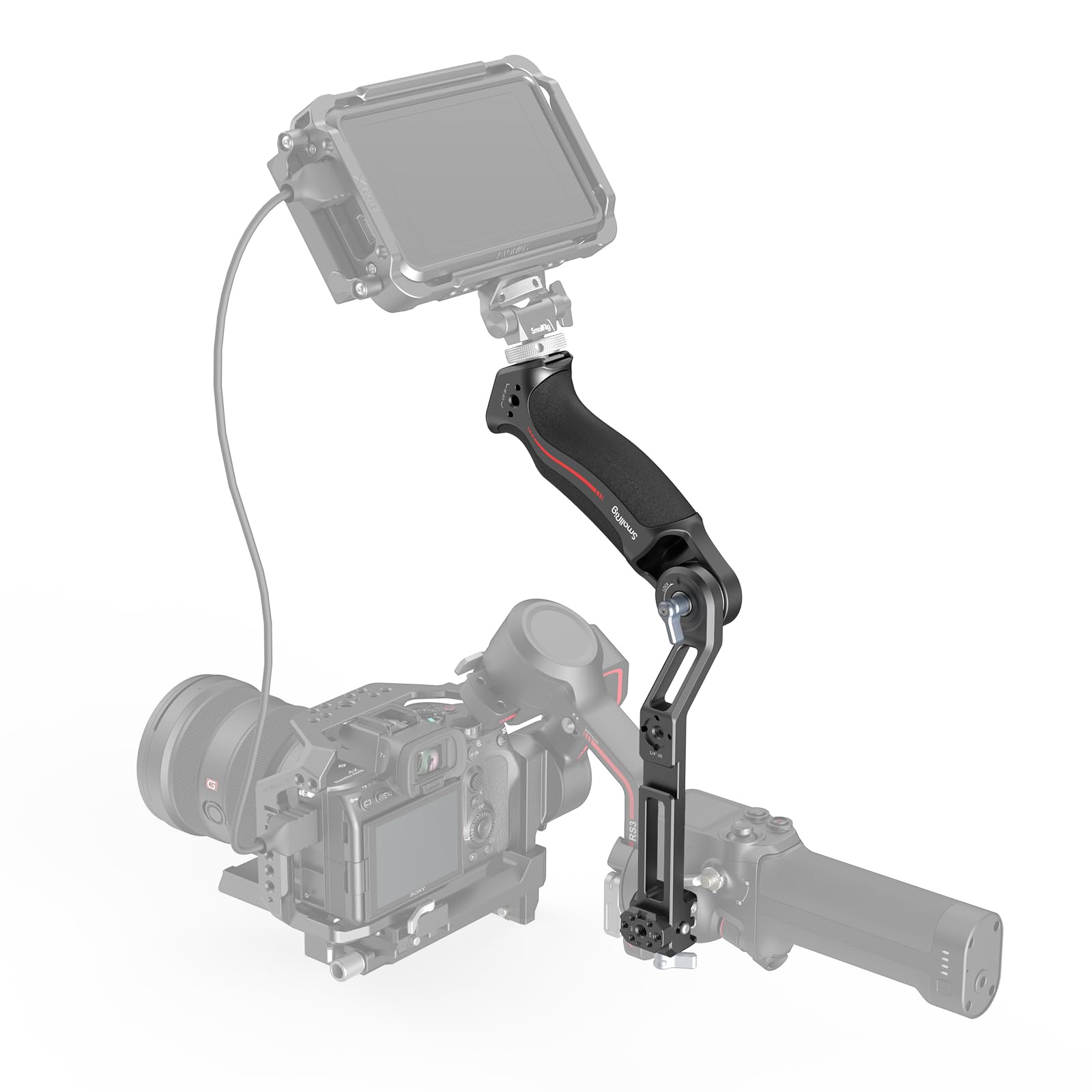 SMALLRIG DJI RS 4 RS 3 Gimbal Sling Griff Handgriff - 3028D. Schwarzer, ergonomischer Aluminiumgriff für stabilere Führung des Gimbals.