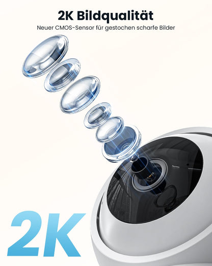 ieGeek 2K Überwachungskamera Innen SC1, WLAN Babyphone mit Nachtsicht