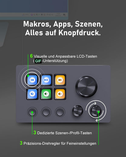Basicolor N3 Stream Controller Deck mit 6 LCD-Makrotasten