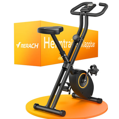 MERACH Klappbares Magnetisches Ergometer – Heimtrainer für Zuhause. Schwarzes Gerät; Magnetwiderstand für Kardiotraining.