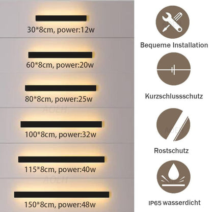 Lange Villa LED Wandleuchte – Aussen & Innen 60cm Schwarz Warmweiss