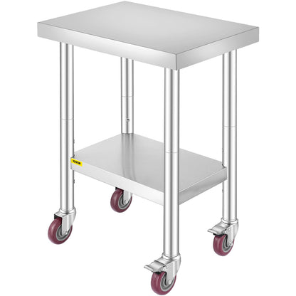 VEVOR Edelstahl Arbeitstisch 61x46cm - Gastro & Gewerbe: Edelstahltisch mit Ablage. Robuste Arbeitsfläche für Vorbereitungen.