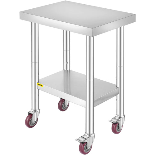 VEVOR Edelstahl Arbeitstisch 61x46cm - Gastro & Gewerbe: Edelstahltisch mit Ablage. Robuste Arbeitsfläche für Vorbereitungen.