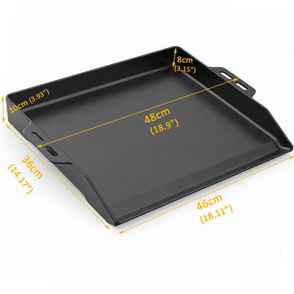 GFTIME Gusseisen Grillplatte 48 x 36 cm, Plancha mit Fettauffangrinne