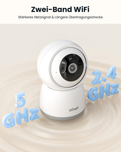 ieGeek 2K Überwachungskamera Innen SC1, WLAN Babyphone mit Nachtsicht