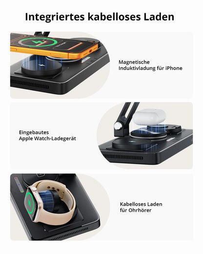 GEEKERA 4-in-1 Ladestation für Apple mit 65 W Netzteil, schwarz