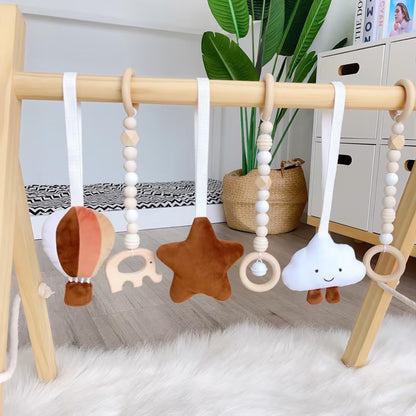 Caudblor Spieltrapez aus Massivholz, Baby-Spielbogen mit Anhängern