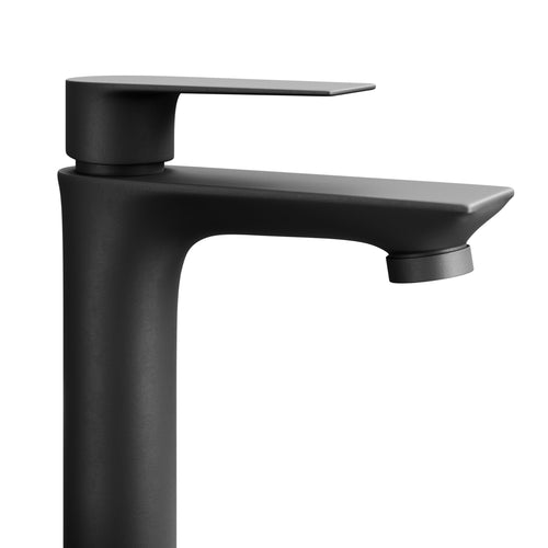 Planetmöbel Waschtischarmatur Einhebelmischer - Schwarz Matt 17 cm. Mattschwarze Einhebelarmatur, die Heiß- und Kaltwasser für das Waschbecken mischt.