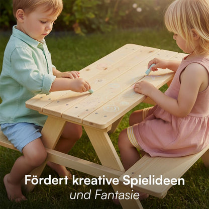 Bellabino Inny Kindersitzgruppe Kiefer – Gartentisch mit 2 Bänken